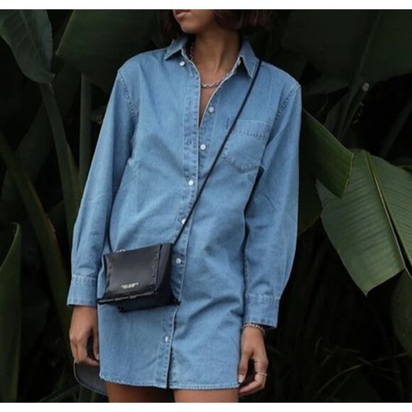 Thakoon Blue Denim Shirt Long Sleeve Button Down Dress Size Medium - Picture 1 of 14